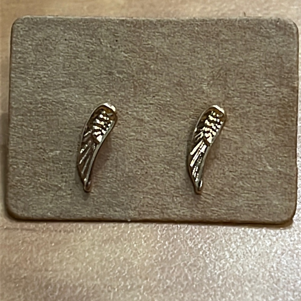 Gold plated wing stud earrings